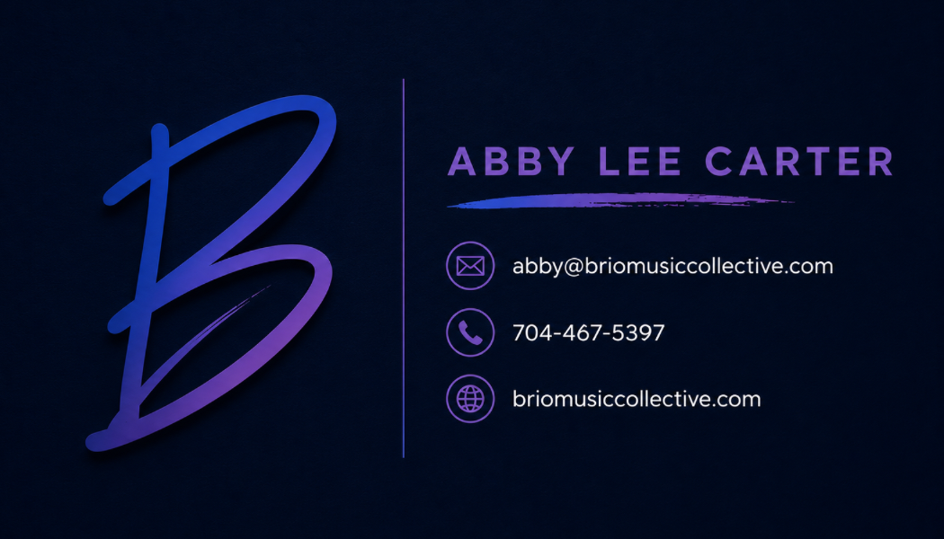 Brio Music Collective personal card for Abby Lee Carter