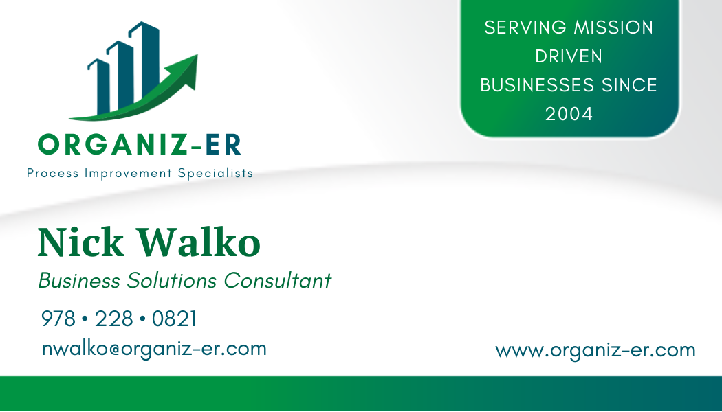 Organiz-ER personal card for Nick Walko